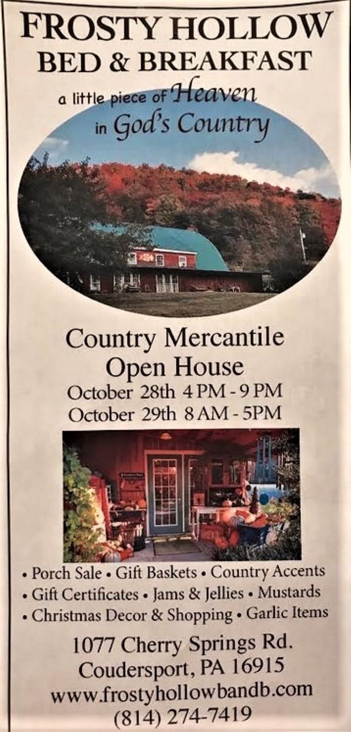 Country Mercantile Open House Friday & Saturday At Frosty Hollow B & B ...