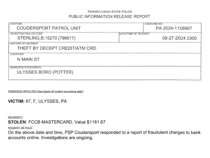 Theft Investigation In Ulysses Borough Solomon's Words for the Wise