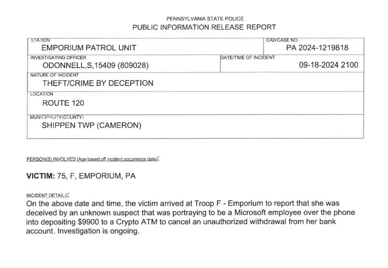 Phone Scam Investigation In Shippen Twp. Solomon's Words for the Wise