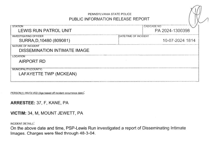 Dissemination Of An Intimate Image Arrest In Lafayette Twp. – Solomon's ...
