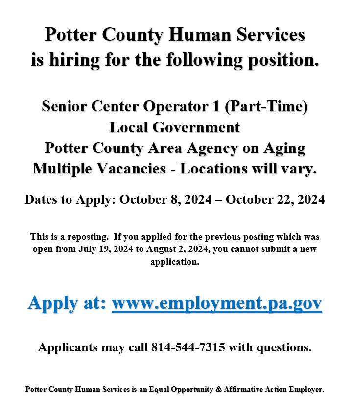 Potter County Human Services Is Hiring Multiple Positions Solomon's