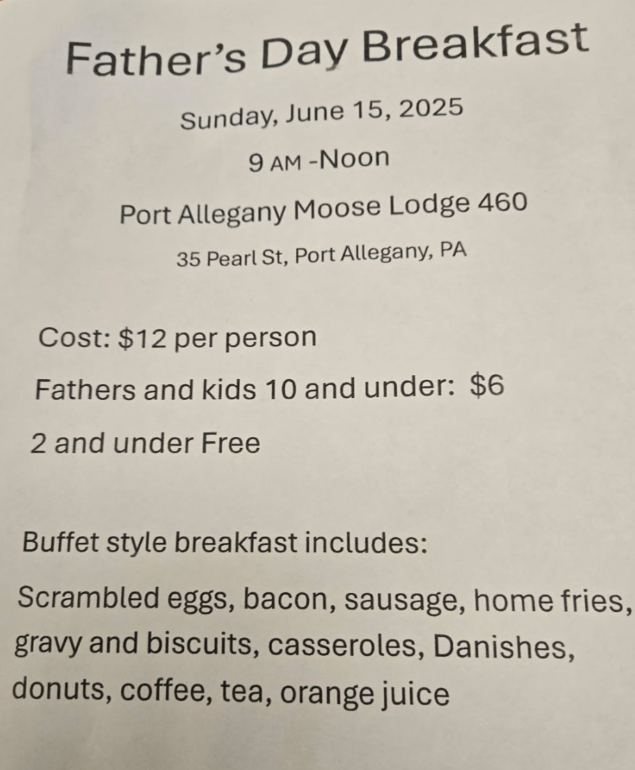 Father’s Day Breakfast At The Port Allegany Moose Lodge – Solomon's ...