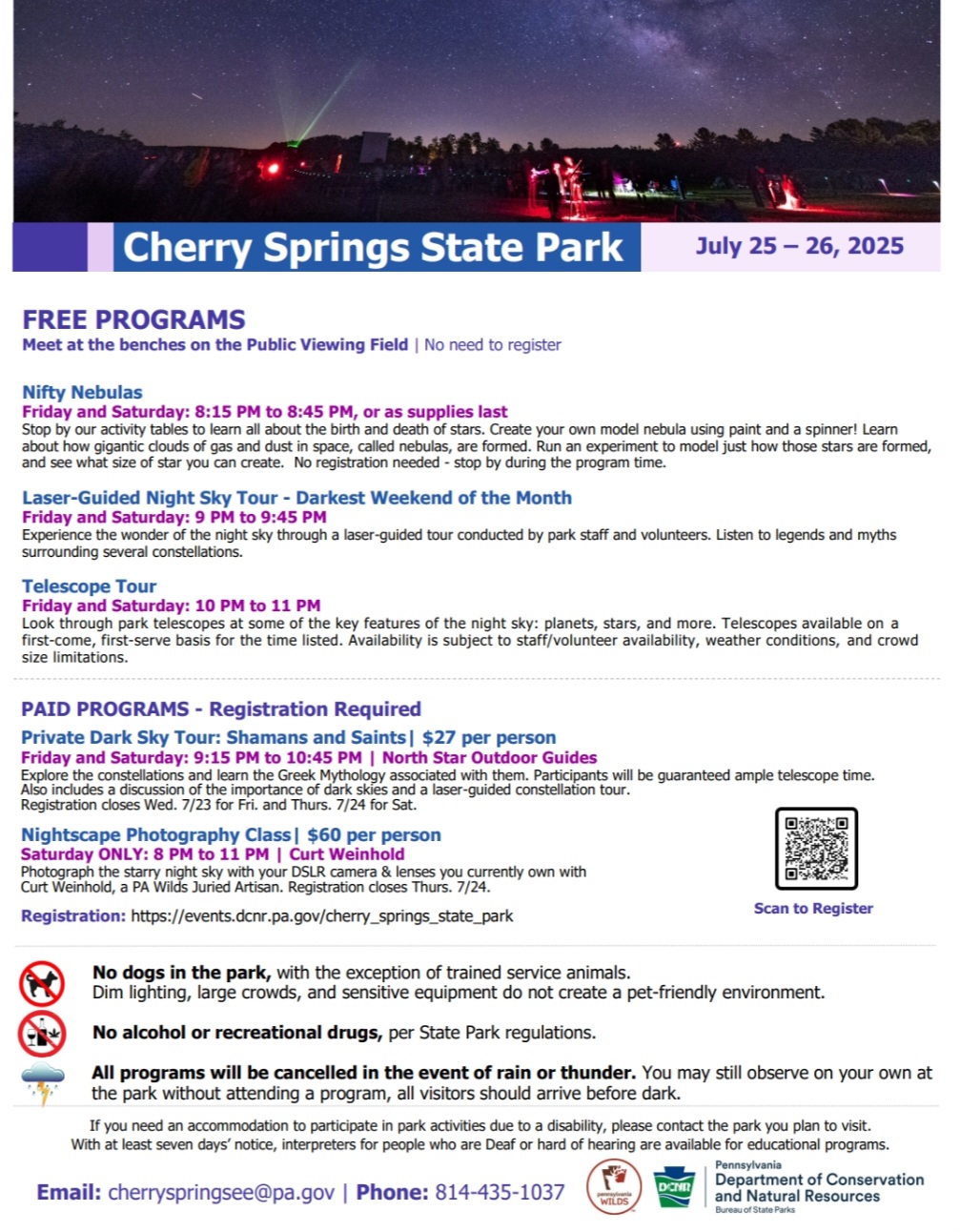 Weekend Programs At Cherry Springs State Park – Solomon's Words for the ...