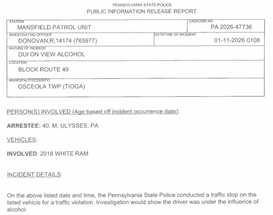 DUI Arrest In Osceola Twp. – Solomon's Words for the Wise