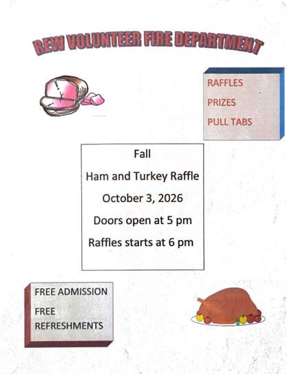 Raffle for Ham and Turkey Hosted by Rew Volunteer Fire Department – Solomon’s Insights for the Savvy